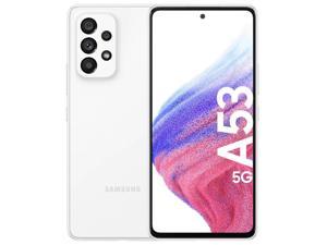 Samsung Galaxy A53, 6.5" Super AMOLED Display, 128GB + 6GB RAM, 64MP Quad Camera, DUAL-SIM (GSM only | No CDMA) Factory Unlocked 5G Smartphone (Awesome White) - International Version