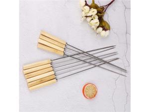 10Pcs/lot 35cm Stainless Steel Flattened Rounded Sign Optional Meat BBQ Skewers Hot Handle With Handle Barbecue Needle Wood 10Pcs/lot 35cm Stainless Steel Flattened Rounded Sign Optional Meat BBQ Skewers Hot Handle With Handle Barbecue Needle Wood