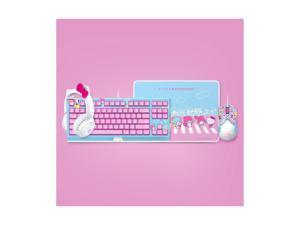 Hello Kitty Limited Edition Gaming Office Mouse + Mouse Pad + Mechanical Keyboard + Headset Set