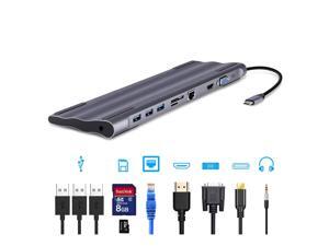 STANSTAR Type-C Hub 10-in-1 Notebook USB3.0HUB Converter HDMI/VGA with Screen Output Multi-Function Docking Station SD/TF Card Reader STANSTAR Type-C Hub 10-in-1 Notebook USB3.0HUB Converter HDMI/VGA with Screen Output Multi-Function Docking Station SD/TF Card Reader