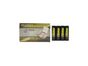 Powerex MH-C204GT AA / AAA Smart Battery Charger & 4 AA NiMH Powerex PRO Rechargeable Batteries (2700 mAh) with Battery Case