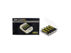 Powerex MH-C204FA AA / AAA Smart Battery Charger & 4 x AA NiMH Powerex PRO Batteries (2700 mAh) w/ Case