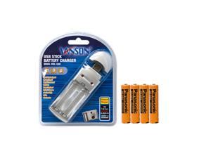 AA  AAA USB Battery Charger  4 AAA 750 mAh Panasonic NiMH Batteries