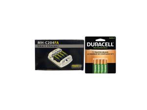 Powerex MH-C204FA AA / AAA Smart Battery Charger & 4  AAA Duracell Rechargeable (DX2400) Batteries (900 mAh)