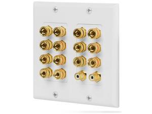 Surround Sound Wall Plate 2-Gang 7.1 w/ Gold Plated 7-Pair Copper Binding Posts Surround Sound Wall Plate 2-Gang 7.1 w/ Gold Plated 7-Pair Copper Binding Posts
