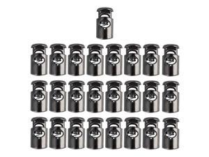 Silver Black uxcell 25pcs Plastic Cord Locks Stopper End Spring Stop Single Hole Toggle Fastener Stopper Rope End for Drawstrings Clothing Camping Bags Shoelaces 