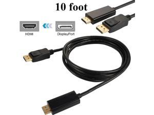 10FT Display Port to HDMI Cable Cord DP to HDMI Cable Adapter Gold Plated HD US