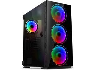GIM MB8 ATX Case, Mid-Tower PC Gaming Chassis, Compact Computer Case with Tempered Glass Panel, 4 RGB Fans Pre-Installed… GIM MB8 ATX Case, Mid-Tower PC Gaming Chassis, Compact Computer Case with Tempered Glass Panel, 4 RGB Fans Pre-Installed…