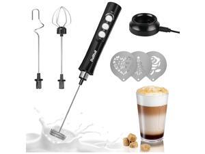 Milk Frother Handheld, Dallfoll USB Rechargeable Electric Mini Foam Maker for Coffee Lattes, 3 Speeds Milk Foamer Drink Mixer with 3 Whisks for Bulletproof Coffee, Cappuccino, Matchatproof Coffee, Ma… Milk Frother Handheld, Dallfoll USB Rechargeable Electric Mini Foam Maker for Coffee Lattes, 3 Speeds Milk Foamer Drink Mixer with 3 Whisks for Bulletproof Coffee, Cappuccino, Matchatproof Coffee, Ma…