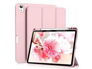 Ipad Air 5Th Generation Case / Ipad Air 4Th Gen Case With Pencil Holder, Supports Pencil Charging, Auto Wake/Sleep, Lightweight Soft Back Cover Case For Ipad Air 10.9 Inch 2022/ 2020, Pink