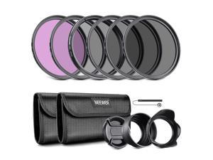 Zell 49Mm Lens Filter Kit Uv Cpl Fld Nd2 Nd4 Nd8 Lens Hood And Lens Cap Compatible With Canon Nikon Sony Panasonic Dslr Cameras With 49Mm Lens