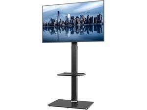 Zell Universal Floor Tv Stand With Mount For 19 To 42 Inch Flat Screen Tv 100 Degree SwivelAdjustable Height And Tilt Function 2 Shelves