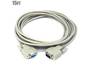 Kentek 3 Feet FT DB9 9 Pin Serial Extension Cable Cord RS-232 28 AWG Male to Female M/F Molded Straight-Through D-Sub Port Beige for PC Mac Linux Data 