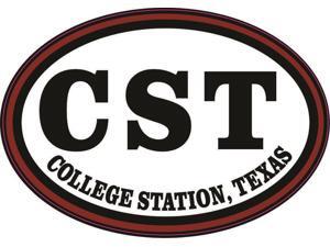StickerTalk Oval CST College Station Texas Vinyl Sticker, 3 inches by 2 inches StickerTalk Oval CST College Station Texas Vinyl Sticker, 3 inches by 2 inches