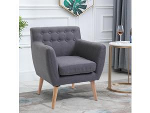 Mid-Century Modern Accent Chair Linen Upholstered Barrel Seat Wood Frame Light Mid-Century Modern Accent Chair Linen Upholstered Barrel Seat Wood Frame Light