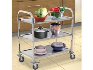 33" 3-Tier Stainless Steel Kitchen Cart Rolling Island Serving Trolley 33" 3-Tier Stainless Steel Kitchen Cart Rolling Island Serving Trolley