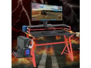 Computer PC Table Gaming Desk with 2 Monitor Stand Cup Holder