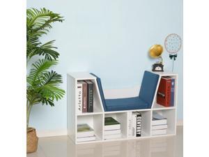 6-Cubby Kids Bookcase Multi-Purpose Storage Organizer Cabinet White Blue 6-Cubby Kids Bookcase Multi-Purpose Storage Organizer Cabinet White Blue