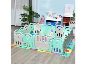 CYBER MONDAY SALE 16 Pcs Safety Children Playpen Green Game Panel CYBER MONDAY SALE 16 Pcs Safety Children Playpen Green Game Panel