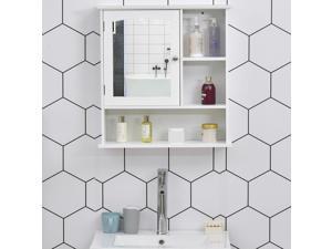 Wall Mount Bathroom Cabinet Storage Organizer w/ Mirror Adjustable Shelf Wall Mount Bathroom Cabinet Storage Organizer w/ Mirror Adjustable Shelf