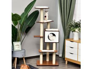 60" Tall Cat Condo Tower Scratching Post Activity Tree House Furniture 60" Tall Cat Condo Tower Scratching Post Activity Tree House Furniture