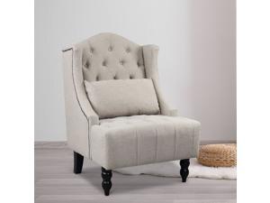 Tall Wingback Tufted Chair Accent Club Chair Nailhead Living Room Grey Tall Wingback Tufted Chair Accent Club Chair Nailhead Living Room Grey