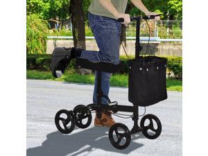Knee Walker w/ Basket, Safety Lock Crutch Alternve PU Seat Black Knee Walker w/ Basket, Safety Lock Crutch Alternve PU Seat Black