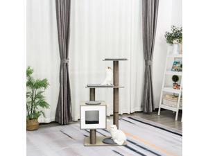 47" Wood Cat Furniture Scratching Post Kitty Activity Center Grey 47" Wood Cat Furniture Scratching Post Kitty Activity Center Grey