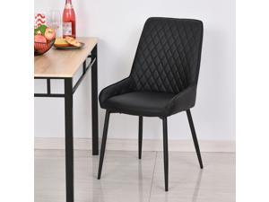2 Piece PU Leather Dining Chair Soft Leisure Seat Metal Base 2 Piece PU Leather Dining Chair Soft Leisure Seat Metal Base