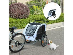 2in1 Pet Dog Bike Bicycle Trailer Stroller Jogger w/Suspension Black White 2in1 Pet Dog Bike Bicycle Trailer Stroller Jogger w/Suspension Black White
