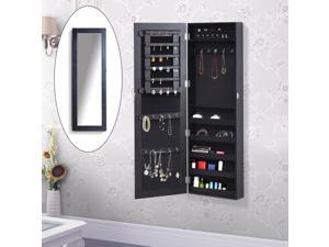Black Mirrored Jewelry Cabinet Wall Mounted Real Glass Mirror Locked Black Mirrored Jewelry Cabinet Wall Mounted Real Glass Mirror Locked