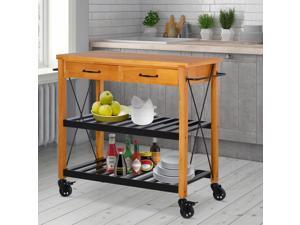 46" Rolling Kitchen Storage Island on 360° Swivel Wheels Dining Cart Rubber Wood 46" Rolling Kitchen Storage Island on 360° Swivel Wheels Dining Cart Rubber Wood