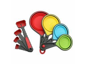 Food Grade Collapsible Silicone Space Saving Measuring Cups Spoons 8 Piece Set Food Grade Collapsible Silicone Space Saving Measuring Cups Spoons 8 Piece Set