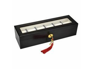 Wooden 6 Slot Watch Box Display Case Organizer Top Glass Jewelry Storage Gifts Wooden 6 Slot Watch Box Display Case Organizer Top Glass Jewelry Storage Gifts
