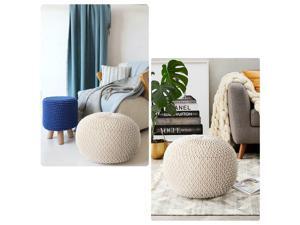 Knit Floor Pouf Round Footstool, Round Pouf Ottoman, Pouffe Seat For Living Room Knit Floor Pouf Round Footstool, Round Pouf Ottoman, Pouffe Seat For Living Room