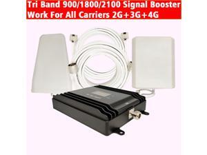 Tri Band LTE 4G Signal Booster Smart LCD 900/1800/2100 Signal Amplifier Work For All Carriers 2G 3G 4G Cellphone Network With Antennas And Cables Kits Use For Home/Office/Apartment... Tri Band LTE 4G Signal Booster Smart LCD 900/1800/2100 Signal Amplifier Work For All Carriers 2G 3G 4G Cellphone Network With Antennas And Cables Kits Use For Home/Office/Apartment...