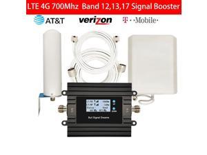 LTE 4G 700Mhz Cellphone Signal Booster Repeater Smart LCD Improves All Carriers 4G Amplifier  Included (AT&T,T-mobile,Verizon) Band 12,13,17