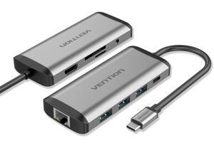 Vention USB C Hub ,9-in-1 Type C Docking with 4K HDMI,3×USB 3.0 Ports,1000M RJ45 Ethernet,TF/SD Card Slot,3.5mm Jack Aux,PD Charging Port Compatible for MacBook Pro, ChromeBook, and More USB-C Devices Vention USB C Hub ,9-in-1 Type C Docking with 4K HDMI,3×USB 3.0 Ports,1000M RJ45 Ethernet,TF/SD Card Slot,3.5mm Jack Aux,PD Charging Port Compatible for MacBook Pro, ChromeBook, and More USB-C Devices
