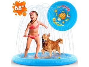 Inflatable Splash Pad Sprinkler for Kids Toddlers, Kiddie Baby Pool, Outdoor Games Water Mat Toys - Baby Infant Wadin Swimming Pool - Fun Backyard Fountain Play Mat for 1 -12 Year Old Girls Boys (68")