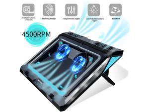 Laptop Cooler,Laptop Cooling Pad for 14-17 Inch Gaming Laptop, Double Blower Cooler Pad with Dust Filter, Flexible Rubber Ring, Colorful Lights,Adjustable Mount Stand,Third Gear Speed-Black