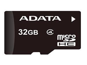 ADATA AUSDH32GCL4-RA1 MicroSDHC 32GB Class 4 + SD Adapter, Black
