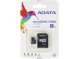 ADATA 8GB microSDHC Class 4 Memory Card with Adapter (AUSDH8GCL4-RA1)