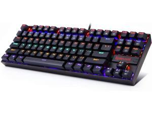 Redragon K552 Mechanical Gaming Keyboard RGB LED Rainbow Backlit Wired Keyboard with Blue Switches for Windows Gaming PC (87 Keys, Black)