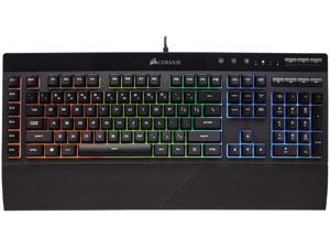 RGB Gaming Keyboard, CORSAIR K55 RGB Gaming Keyboard - Quiet & Satisfying LED Backlit Keys - Media Controls - Wrist Rest Included – Onboard Macro Recording