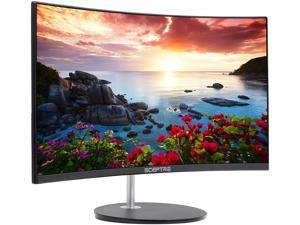 High Performance monitor, New Sceptre Curved 27" 75Hz LED Monitor HDMI VGA Build-In Speakers, EDGE-LESS Metal Black - Fast Response Time , Edgeless Design  1080P resolution and 75Hz refresh rate