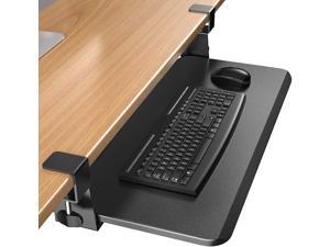 Keyboard Tray Under Desk, Slide-Out Enlarged Keyboard Mouse Holder, Ergonomic Clamp on Computer Drawer Extender Measuring 26.3” x 11.8” Black Keyboard Tray Under Desk, Slide-Out Enlarged Keyboard Mouse Holder, Ergonomic Clamp on Computer Drawer Extender Measuring 26.3” x 11.8” Black