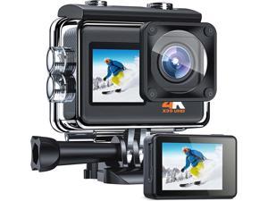 Touch Screen Sports Camera Underwater 30M/98ft With Ultra HD 170°Wide-Angle EIS Anti-Shake with 2 Rechargeable Batteries/Mounting Accessories Kit for Diving/Bicycle/Climbing/Swimming 4K Action Camera 