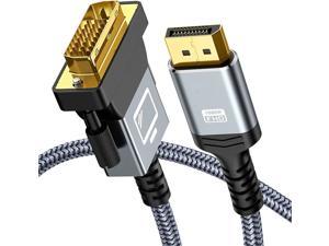 DisplayPort to DVI Cable 6ft, DVI to DisplayPort Adapter Male to Male,Gold-Plated DVI to DP Cable -Nylon Braided DVI Cables Compatible with Lenovo, Dell, HP, Monitor, and Other Brand