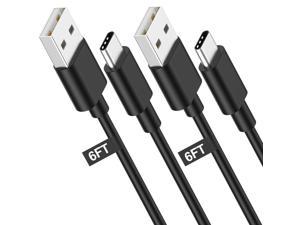 USB Type C Cable [2 Packs 6ft] Fast Charging USB-C to USB-A Cord for iPad Pro 2018, Samsung Galaxy S10/ S9/ S9+/ S8/ S8+/ Note 8, Sony XZ, HTC 10, LG V30/ G6/ G5 - Black