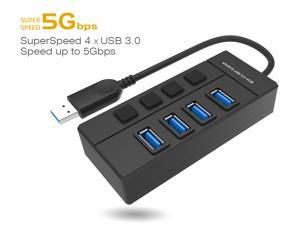USB 3.0 HUB, USB Hub,4 Port USB 3.0 Hub, USB Hub with Individual Power Switches and LEDs , Super Speed 5Gbps Data Transfer Hub for Mac Laptop Ultrabook and Tablet PC